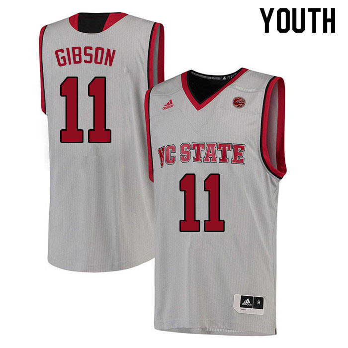 Youth #11 Jaylon Gibson NC State Wolfpack College Basketball Jerseys Sale-White